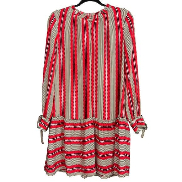 Loft Red Striped Flounce Drop Waist Long Sleeve Dress Size S - Picture 3 of 13